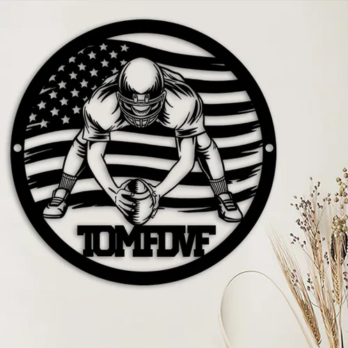 Miniatura 2 de Letrero de metal personalizado para jugador de fútbol con luz LED, nombre y número personalizado, arte de pared de fútbol, letrero de neón