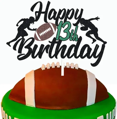 Miniatura 5 de Decoración para pastel de fútbol de 15 años, decoración de fiesta de cumpleaños de 15 años, decoración de pastel de escena de jugador de rugby