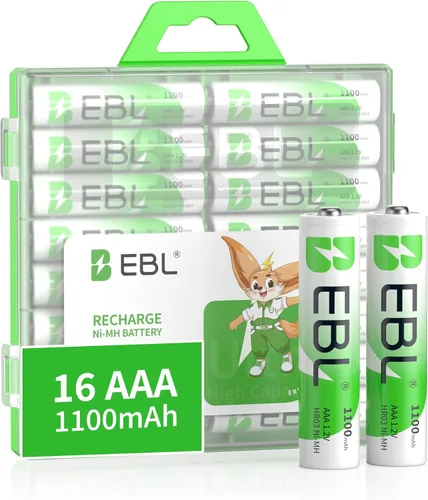 EBL Baterías AAA recargables (16 unidades) Ready2Charge 1100mAh 1.2V Batería Ni-MH