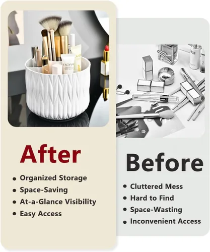 Miniatura 5 de Soporte giratorio para brochas de maquillaje, organizador giratorio de 5 ranuras de 360° para escritorio de tocador, bonito almacenamiento estético