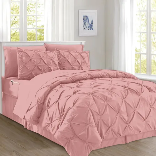 Miniatura 37 de Elegant Comfort Juego de edredón de 6 piezas de lujo, más suave y acogedor, juego completo suave y sedoso que incluye juego de sábanas con bolsillos