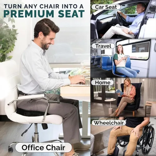 Miniatura 3 de Cojín de asiento de espuma viscoelástica de gel para silla de oficina, almohada de alivio del dolor de coxis y ciática, cojín ergonómico