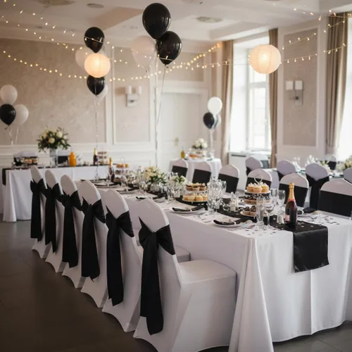 Miniatura 5 de Bandas de satén para silla, lazos para silla, sillas con lazo para decoración de bodas, banquetes y fiestas (10, negro)