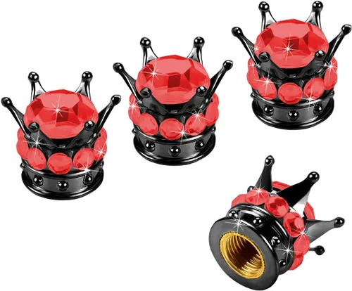 Miniatura 12 de Tapas de vástago de válvula de neumático Crown, 4 piezas hechas a mano con diamantes de imitación brillantes, cubiertas de tapas de aire de vástago