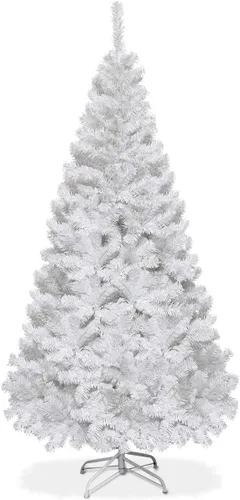 Miniatura 17 de Goplus Árbol de Navidad negro sin luz de 7.5 pies, árbol de Halloween artificial con 1258 puntas de rama, soporte de metal, árbol completo