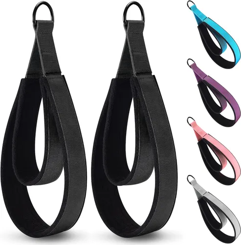 Miniatura 9 de 2 correas cómodas de doble bucle para Pilates de grosor mejorado, correa de anillo en D para gimnasio en casa y accesorios de entrenamiento de yoga