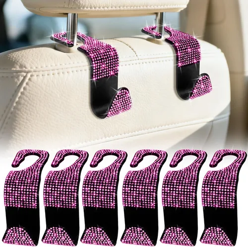 Miniatura 9 de BFXM Paquete de 6 ganchos para reposacabezas de asiento de automóvil, accesorios de automóvil para mujeres y hombres, gancho de soporte para colgar