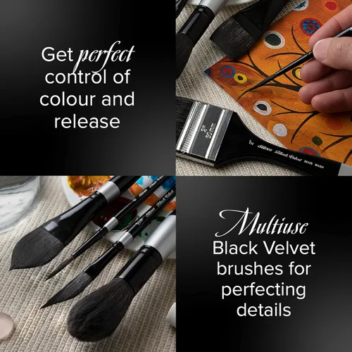 Miniatura 4 de Silver Brush Limited 3007S -1 Pincel de terciopelo negro Script Liner para acuarela, gouache, tintas y tintes, tamaño 1, mango corto