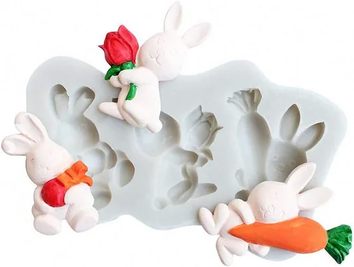 Miniatura 4 de Conejo de Pascua Conejito Fondant Silicona Molde Decoración Herramienta de Decoración de Chocolate Caramelo Pastel Gumpaste Molde de Papel