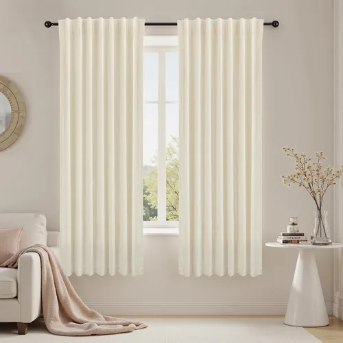 Miniatura 28 de Cortinas de terciopelo con trabilla trasera de 52 x 63 pulgadas de color naranja quemado de KOUFALL