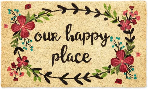 Miniatura 7 de DII Fun Greetings - Tapete de fibra de coco natural para interiores y exteriores