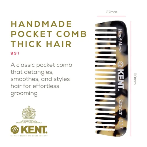 Miniatura 2 de Kent 93T Tokyo White - Peine para barba para hombre, peine de dientes anchos para hombre, ideal para bigotes y barbas y vello facial, peines Blanco