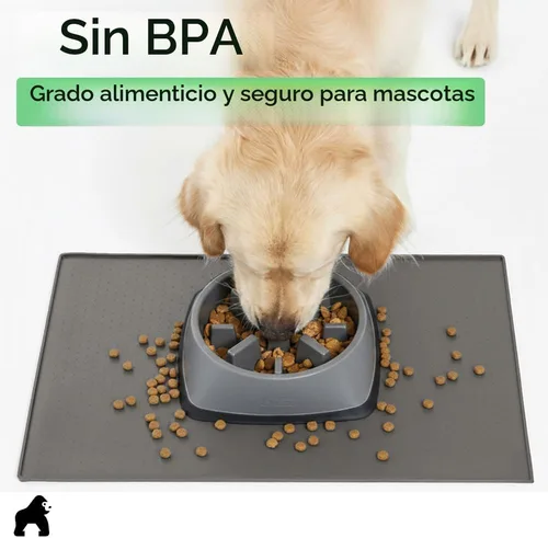 Miniatura 8 de Gorilla Grip - Tapete de 100% silicona impermeable con borde elevado, sin BPA, para alimentación de mascotas, contiene derrames, protege el piso
