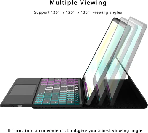 Miniatura 8 de Funda de teclado para Samsung Galaxy Tab S10 FE+ Plus de 13.1 pulgadas 2025: modo DEX con un solo clic, retroiluminación arcoíris, trackpad