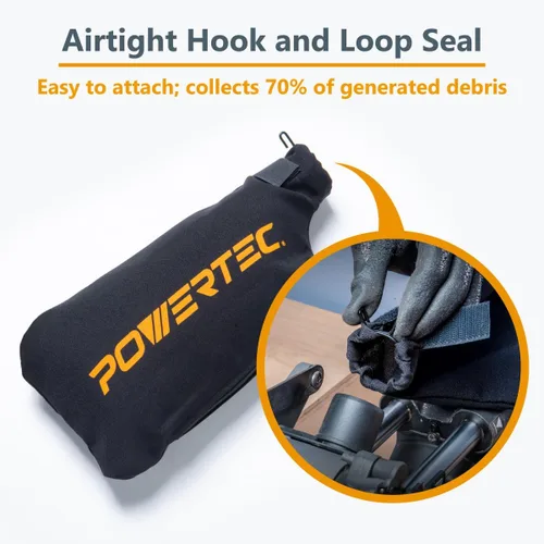 Miniatura 5 de POWERTEC Bolsa colectora de polvo para sierra ingletadora de 7-1/4 pulgadas, 8-1/2 pulgadas, se adapta a puertos de polvo nominales de 1-1/2