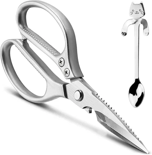 LONJYI - Tijeras de cocina multifunción, tijeras de acero inoxidable resistentes con cuchillas ultra afiladas, tijeras para zurdos y diestros, uso