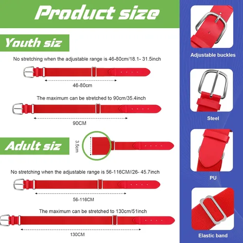 Miniatura 2 de Hercicy 12 cinturones de béisbol, cinturones de sóftbol a granel para adultos y jóvenes, cinturón de fútbol ajustable para niños y niñas