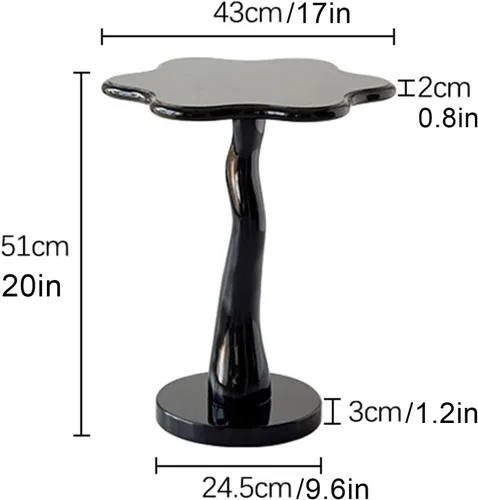 Miniatura 2 de HM&DX Mesa auxiliar de madera con forma de flor, elegante mesa de centro para sofá pequeño con pedestal redondo, mesa auxiliar moderna
