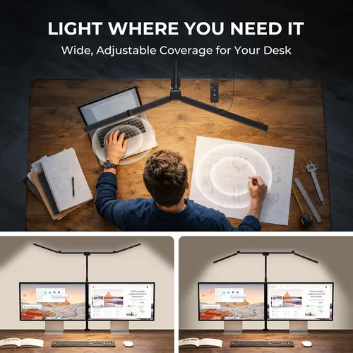 Miniatura 3 de Lámparas LED de Escritorio para Oficina en Casa, Lámpara de Escritorio Inteligente Ajustable con Brazo Giratorio con Abrazadera, Luz de Escritorio