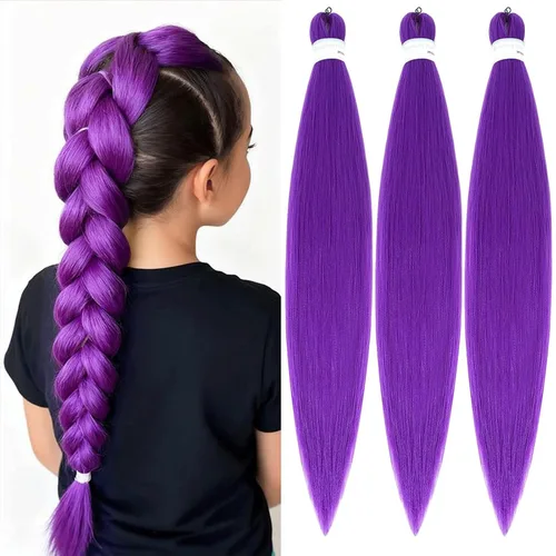 Miniatura 19 de Extensiones de cabello trenzado preestiradas para mujer, trenzas de caja, suave, sintético, sin nudos, textura Yaki, ajuste de agua caliente