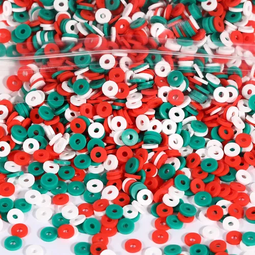 Miniatura 27 de 2000 cuentas de arcilla negra cian para hacer pulseras, cuentas planas redondas de arcilla polimérica de 0.236 pulgadas (0.236 in), cuentas Heishi