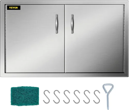 Miniatura 14 de Mophorn - Puerta doble de acero inoxidable cepillado para asador, puertas de cocina exterior para isla de barbacoa y estación de parrilla, 24