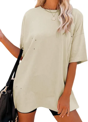 Miniatura 3 de Remidoo Camiseta casual de manga corta con cuello redondo y manga corta para mujer
