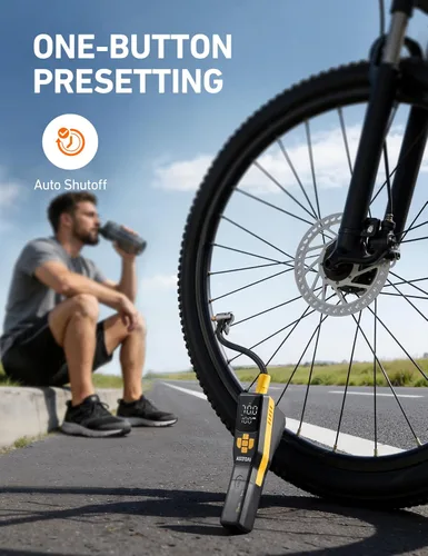 Miniatura 7 de AstroAI Inflador de neumáticos de 150 PSI, compresor de aire portátil para neumáticos de automóvil, bomba de bicicleta inalámbrica con pantalla LCD