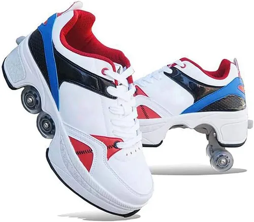 Miniatura 11 de Rueda de deformación de doble hilera Zapatos para caminar automáticos Deformación invisible Patín de ruedas 2 en 1 Patines de polea extraíble