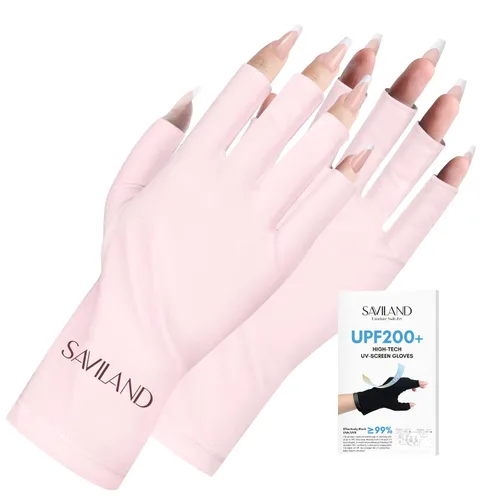 Miniatura 9 de SAVILAND Guantes UV para uñas: guantes profesionales UPF200+ U V para manicura de gel, anti UVA y UVB 999+ guantes para lámpara de uñas de gel