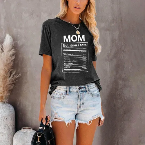 Miniatura 4 de Mom Nutrition Facts - Camiseta divertida para el día de la madre, camiseta con estampado de letras, camiseta casual de verano