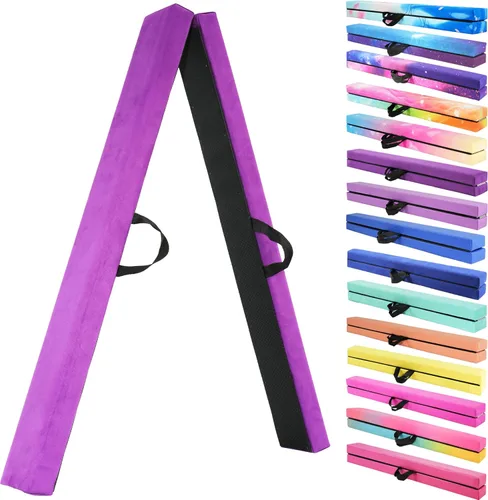 FC FUNCHEER - Viga de equilibrio plegable, viga de suelo para gimnasia, equipo de gimnasia para niños, base de madera, fondo antideslizante y bolsa
