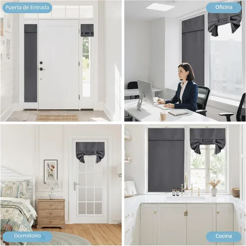 Miniatura 9 de RYB HOME - Cortina Tricia opaca para puerta francesa, oscurecimiento parcial, con aislamiento térmico, para ventana pequeña de vidrio en aula, 26