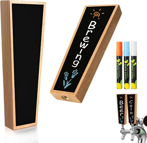 Miniatura 9 de Mango de barril de cerveza de madera, mango de barril de 3/8 "-16 UNC rosca, mango de barril de haya para grifo de cerveza Kegerator con 3 bolígrafos