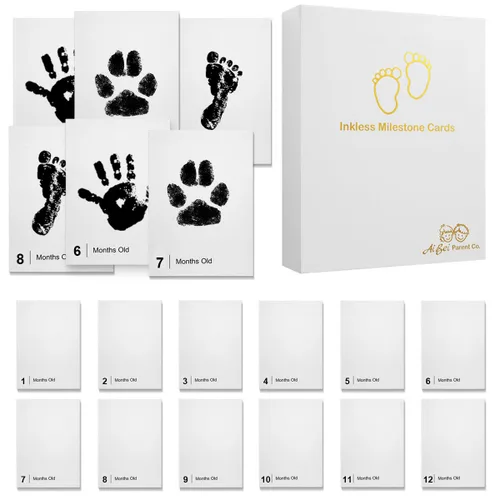 Tarjetas de hitos sin tinta para bebé, kit de fundición a mano, kit de huellas de manos y huellas de tinta para perros o gatos, kit de huellas de