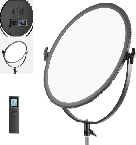 Miniatura 10 de NEEWER Basics Anillo de luz circular grande de 12 pulgadas y 24W con soporte de 68 pulgadas/soporte para teléfono/control remoto para grabación