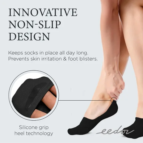 Miniatura 5 de Eedor - Calcetines invisibles para mujer, antideslizantes, de corte bajo