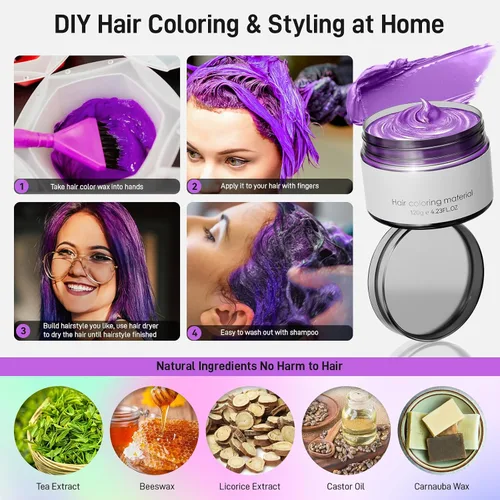 Miniatura 7 de Tinte temporal naranja para el cabello, cera temporal de color del cabello, tinte natural lavable para el cabello para mujeres y hombres, fiesta