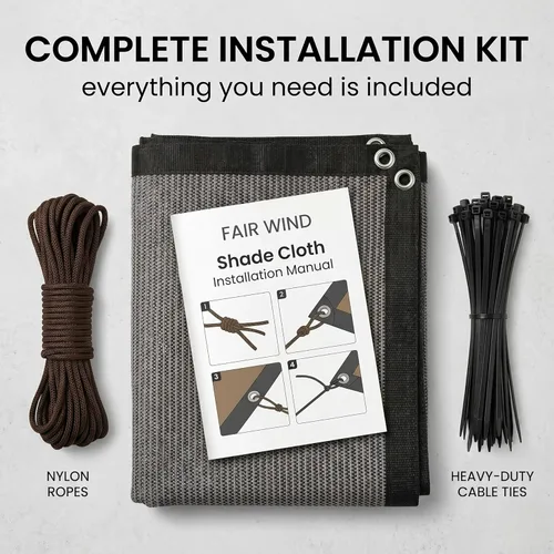 Miniatura 6 de FAIR WIND - Tela de Sombra 90% de Protección Solar, Pantalla de Privacidad, Cobertura para Patio, Toldo con Ojales, Red de Sombra para Jardín, Gris