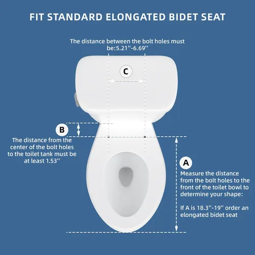 Miniatura 5 de Clirass Asiento de Inodoro con Bidé, Asiento de Inodoro Alargado de Cierre Suave, Control de Botón para Lavado Femenino/Posterior, Control