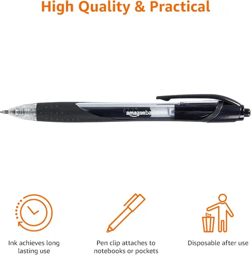 Miniatura 7 de Amazon Basics Bolígrafos retráctiles de tinta de gel para tomar notas y escribir en la oficina, punta fina de 0.028 in, escritura suave, negro