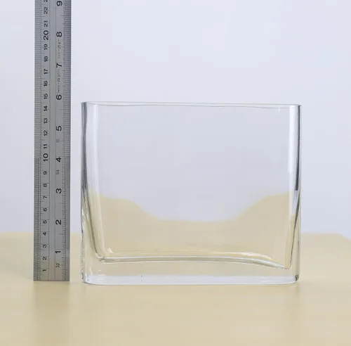 Miniatura 7 de CYS EXCEL Jarrón de Cristal para Libros (H:6" Apertura:7"x2") Jarrón de Flores Ovalado con Borde Redondo Rectangular Centro de Mesa para Bodas