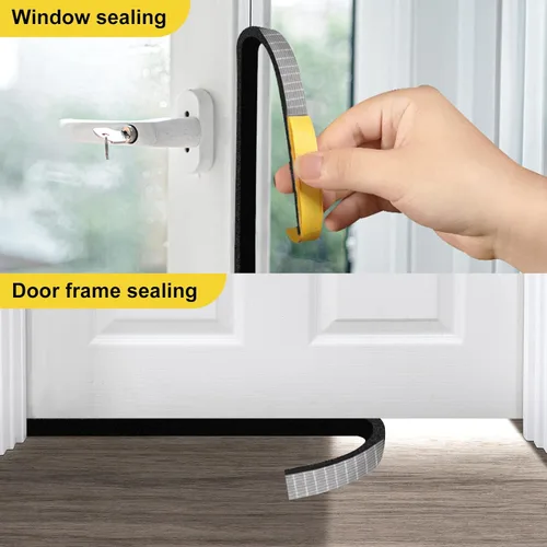 Miniatura 8 de Cinta aislante de espuma Egofix, burletes para puertas y ventanas, cinta adhesiva de espuma negra resistente al clima para puerta corrediza, marco