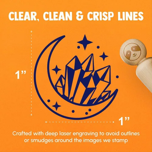 Miniatura 2 de Celestial Moon and Crystals - Sello de goma para sellar planificadores de manualidades, 1 pulgada, mediano