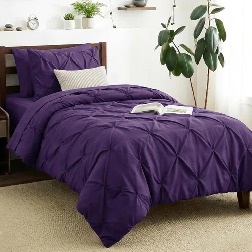 Miniatura 56 de CozyLux - Juego de ropa de cama con pliegues plisados de 7 piezas en una bolsa; edredón tamaño King para todas las estaciones, sábanas, fundas