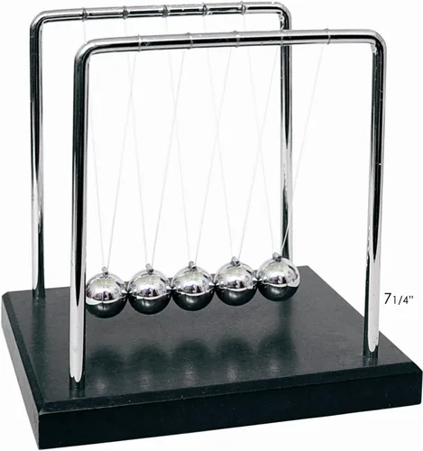 PowerTRC® Péndulo de bolas de Newton de 7 1/4 pulgadas, base de madera negra