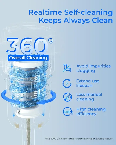 Miniatura 2 de Waterdrop Filtro de sedimentos giratorio, sistema de filtro de agua reutilizable para toda la casa, sistema de prefiltro lavable para agua