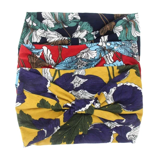 Miniatura 4 de Yeshan Diademas bohemias bandeau para mujeres, diadema ancha tipo bandana con nudo, pañuelo para el cabello con estampado floral, bandas africanas