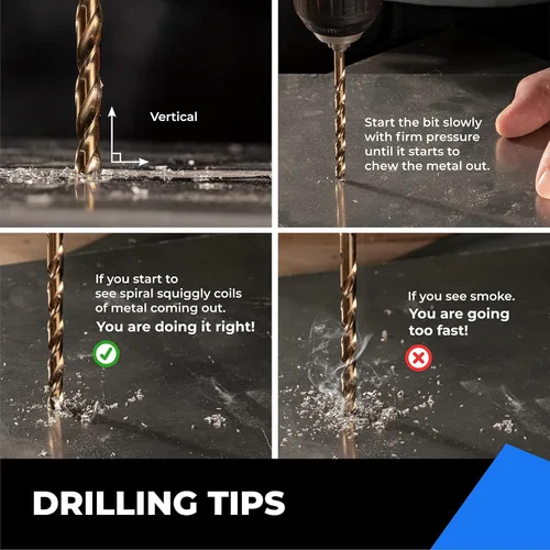 Miniatura 6 de amoolo Brocas de cobalto de 1/2 pulgada (5 unidades), M35 HSS Metal Jobber longitud Twist Brocas Set para metal duro, acero inoxidable