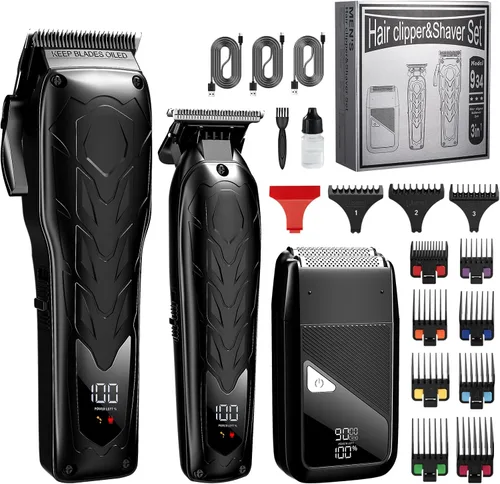 Lanumi Juego de cortapelos y recortadora profesional 3 en 1 para hombre, afeitadoras eléctricas, recortadoras de barba, recortadoras de barbero
